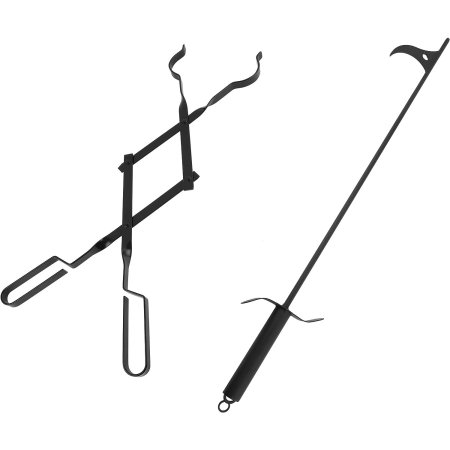  The EasiBBQ Campfire Poker Stick and Tongs on a white background.