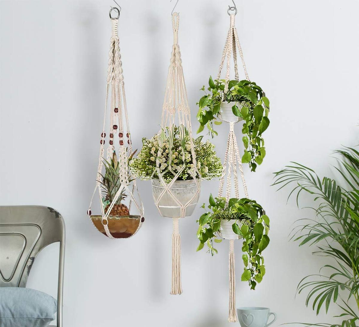 Best Planters for Small Balconies Option Growneer 5 Packs Macrame Plant Hangers