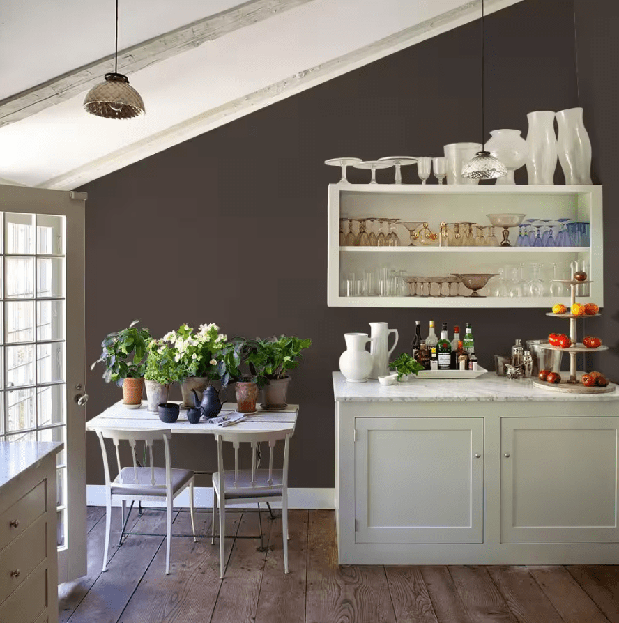 Kitchen painted in dark granite