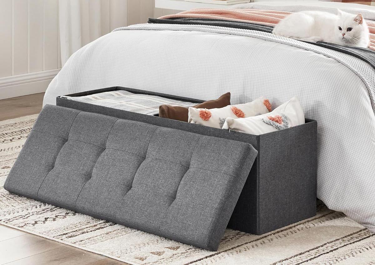 The Best Storage Ottoman Option Songmics Folding Storage Ottoman Bench