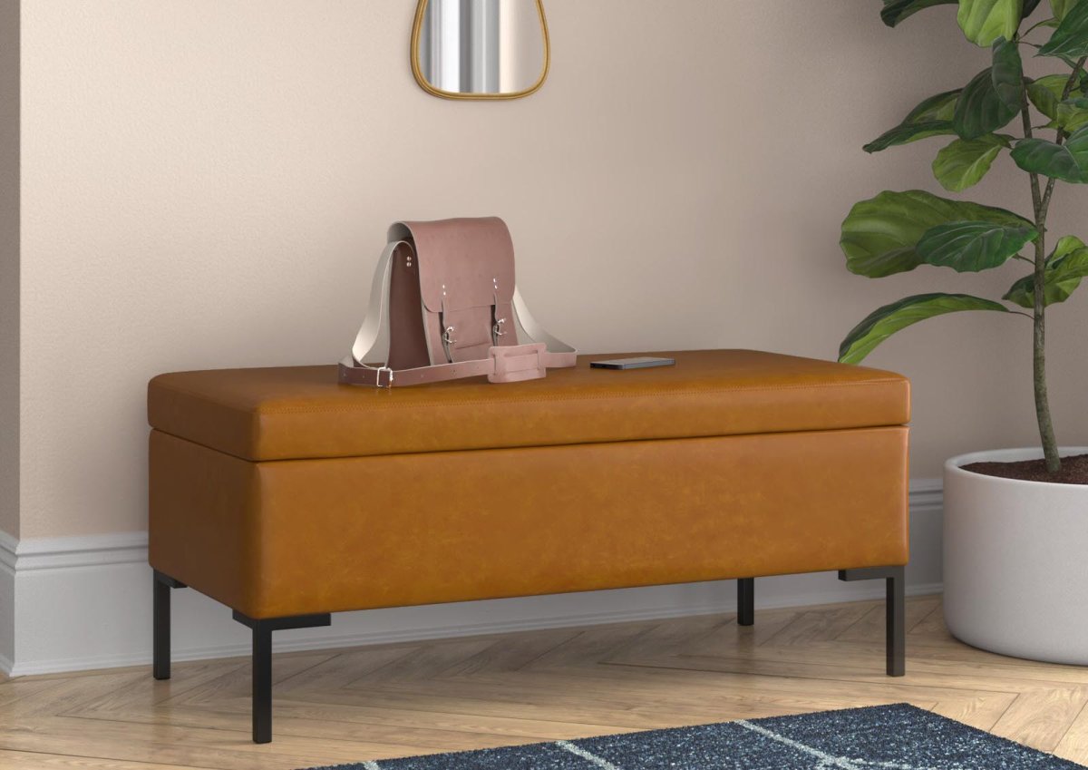 The Best Storage Ottoman Option Wade Logan Chandrell Faux Leather Upholstered Storage Bench