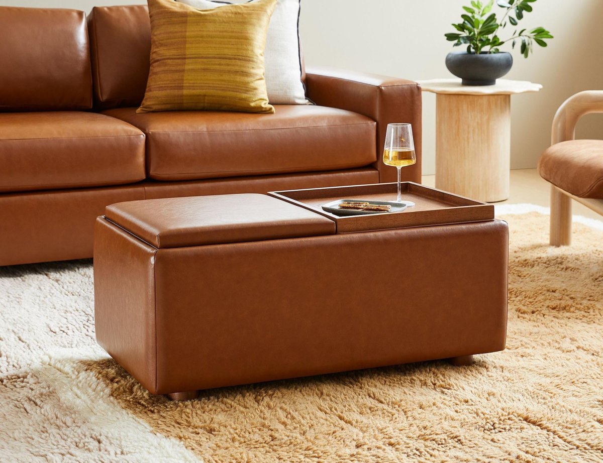 The Best Storage Ottoman Option West Elm Bowman Leather Storage Ottoman