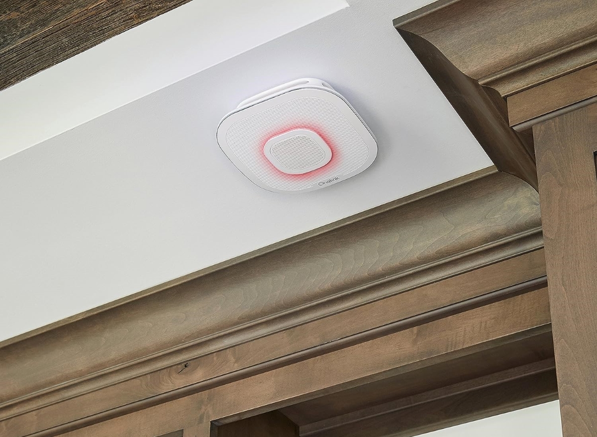 Carbon monoxide detector on ceiling