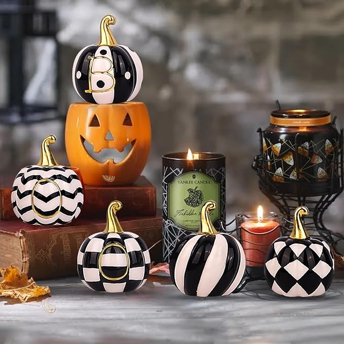 Halloween Pumpkin Decor, black and gold pumpkins