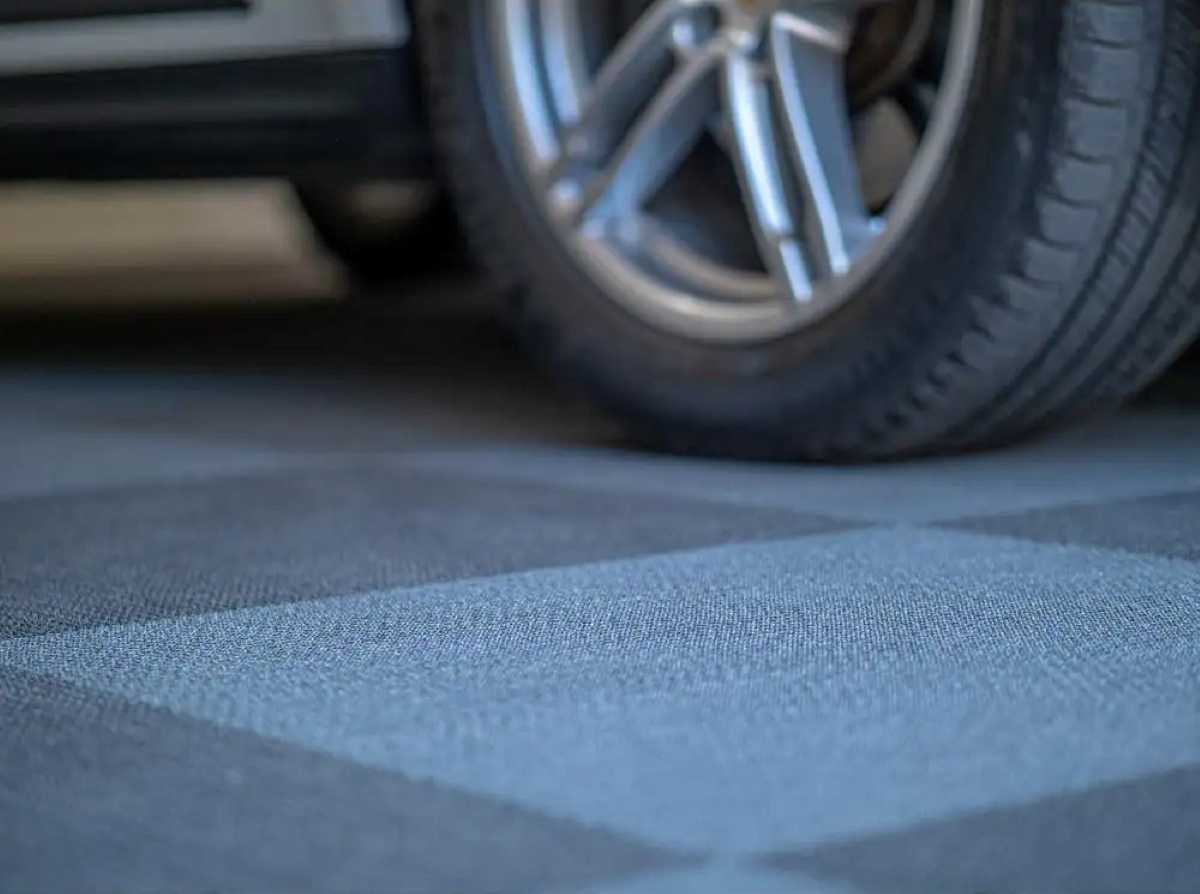 Black and gray peel and stick tiles