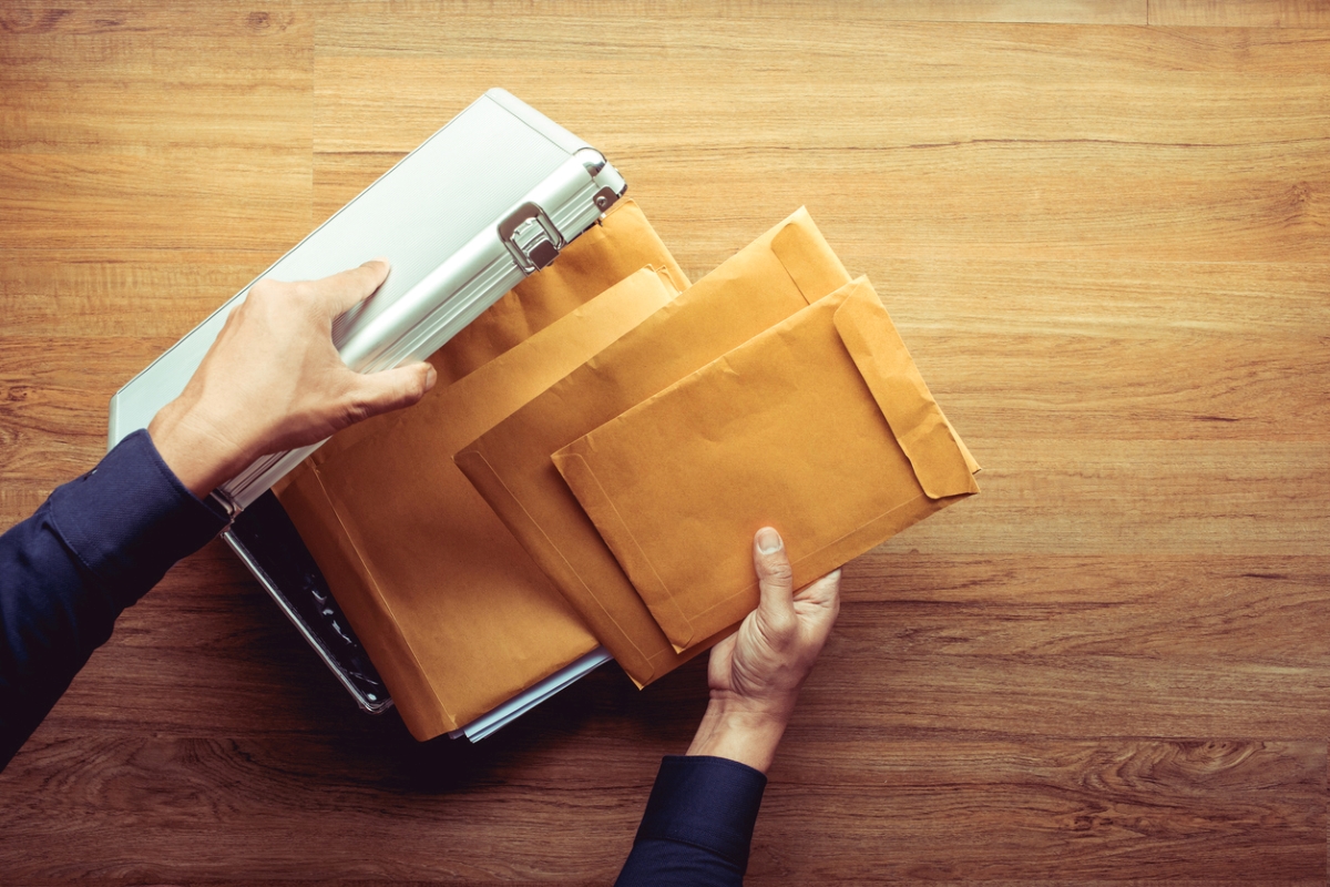 Person packing documents