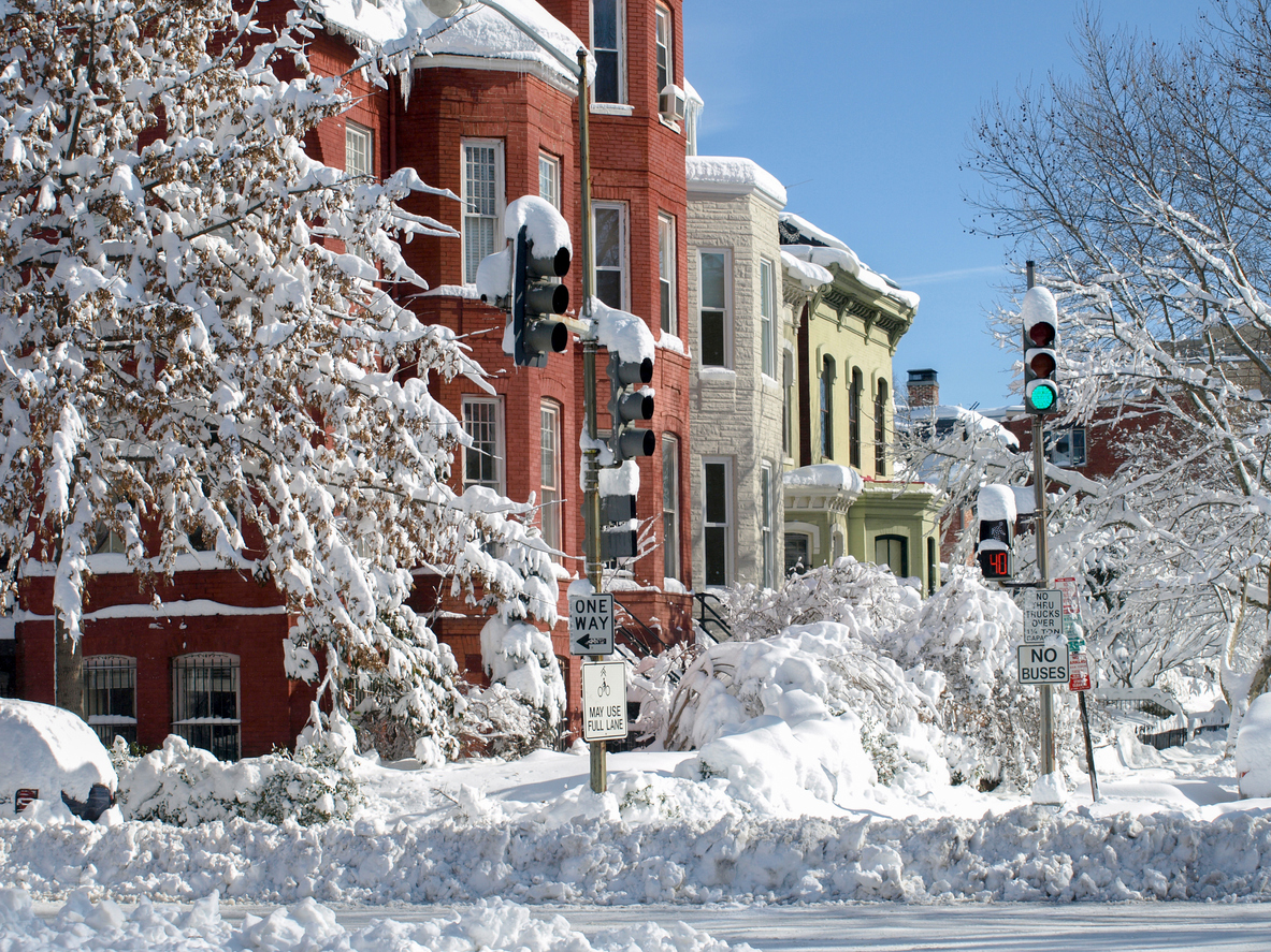 snow covered city