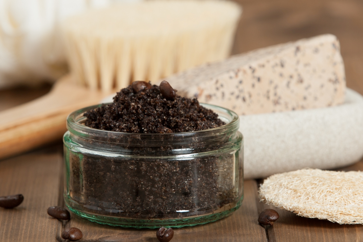 Small jar of coffee grounds