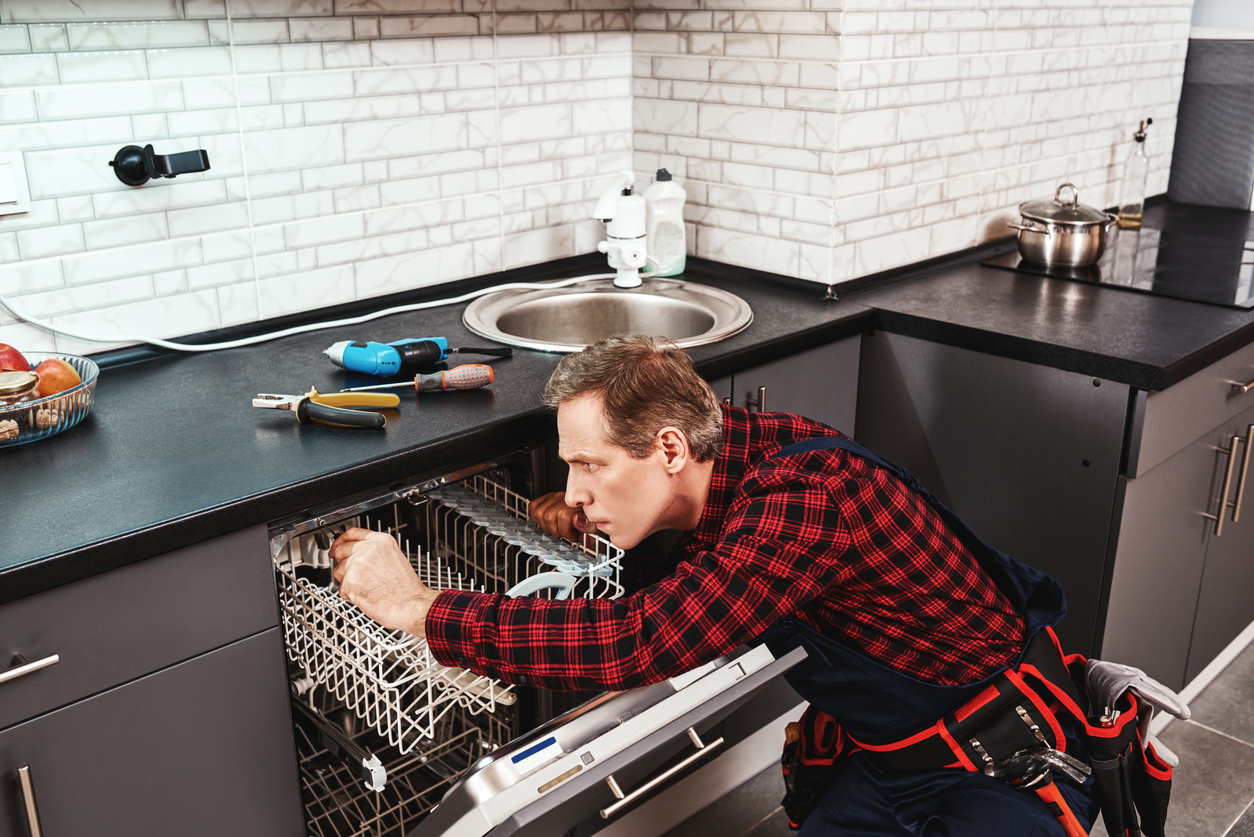 water in bottom of dishwasher when not in use