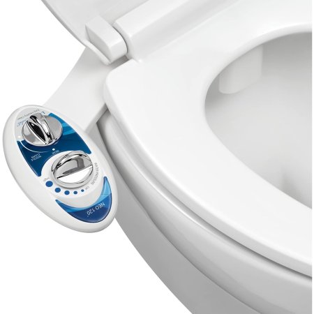  The Luxe Bidet Neo 120 Bidet Attachment installed on a toilet.