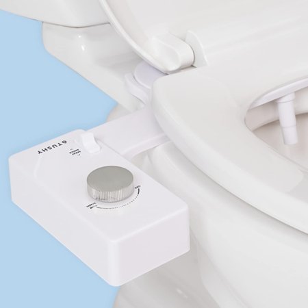  The Tushy Classic 3.0 Bidet Toilet Seat Attachment installed on a toilet.