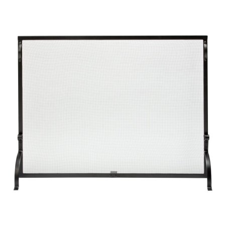  The UniFlame Single-Panel Black Wrought Iron Screen on a white background.