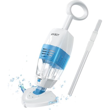  The Wybot Hyson 100P Handheld Pool Vacuum and its pole on a white background.