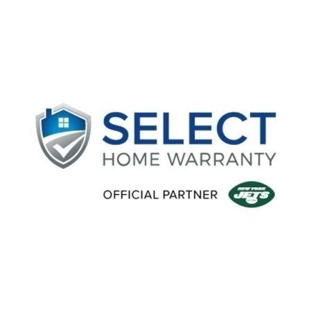  Les mots 'select home warranty&#039 ; sont écrits en bleu et argent à côté du logo de l'entreprise'shield bleu et argent sur fond blanc.