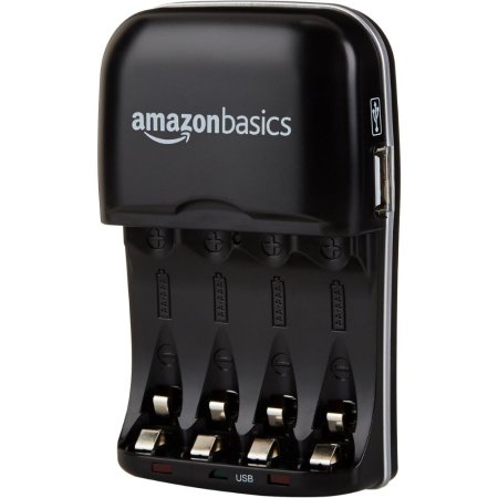  The Amazon Basics Battery Charger for AA & AAA on a white background.