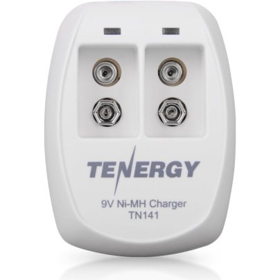 The Tenergy TN141 Smart 2-Bay 9V NiMH Battery Charger on a white background.