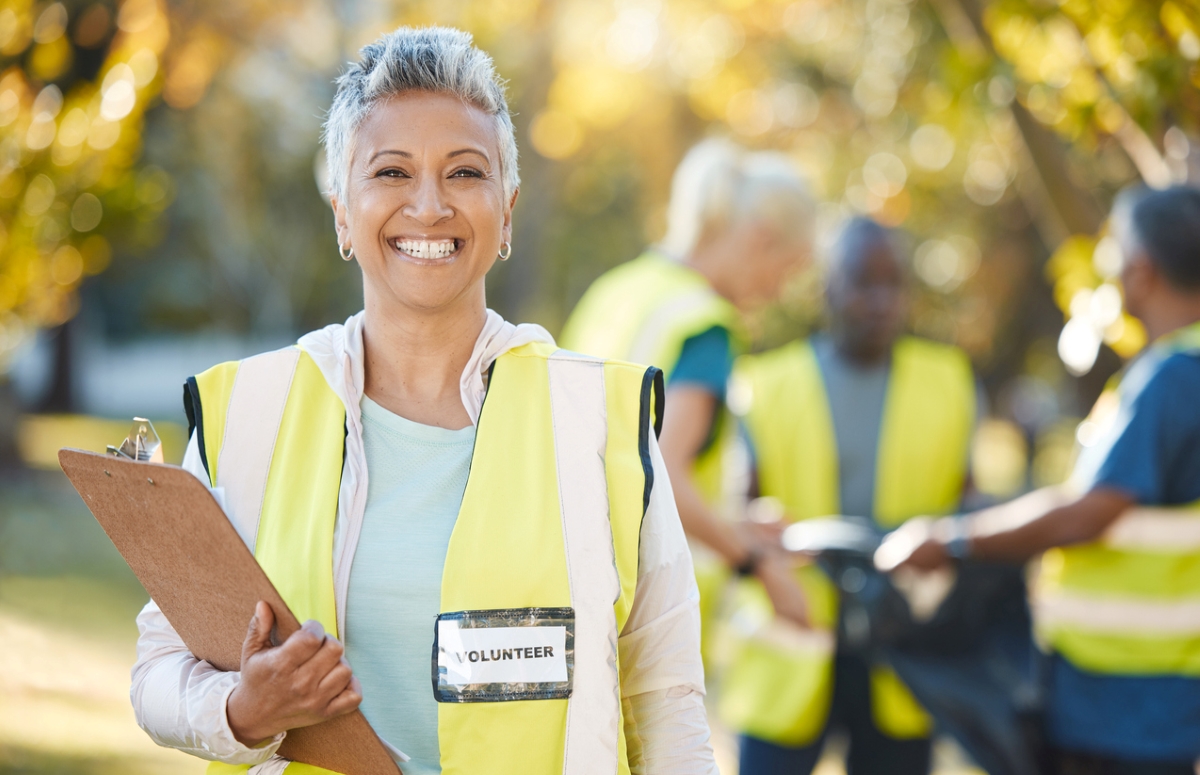 Woman with clipboard.