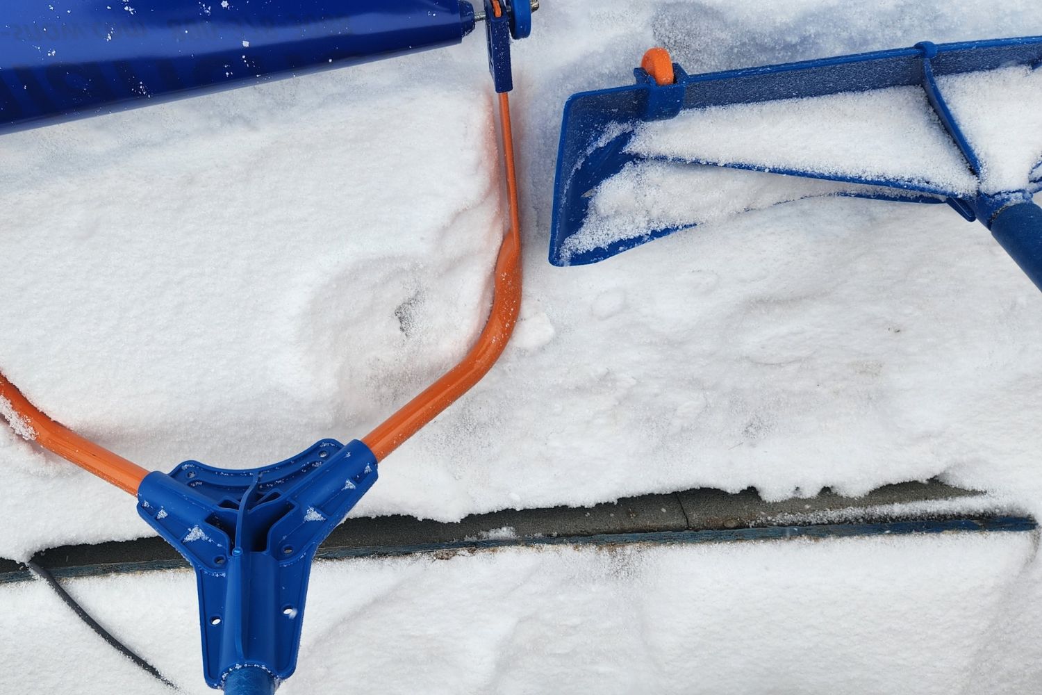 The Avalanche! Roof Rake sitting in a few inches of fresh snow before undergoing hands-on testing.