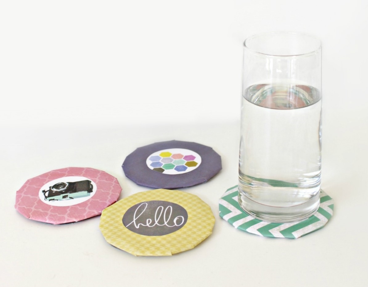 Handmade cardboard coasters.