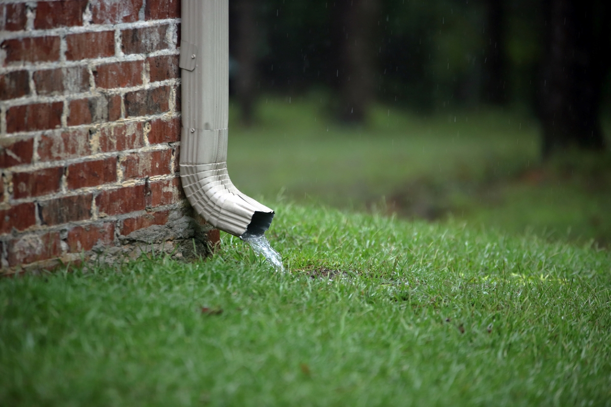 Water coming out downspout.