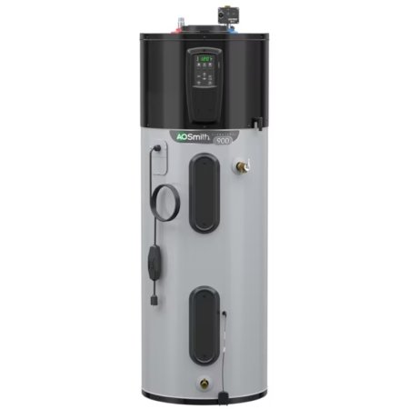  The A.O. Smith Hybrid Electric Heat Pump Water Heater on white background.