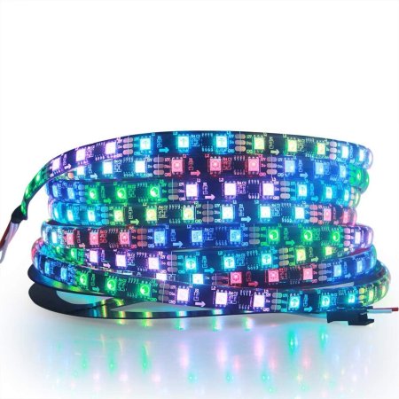  A roll of Alitove RGB Addressable 12V LED Strip Lights on a white background.