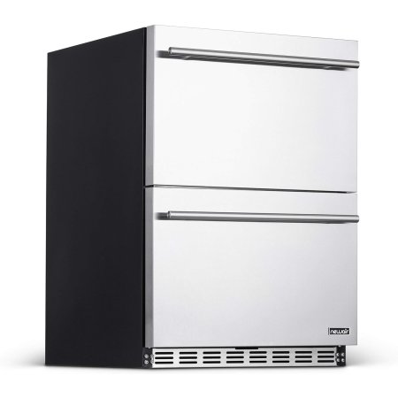  The Newair 24-Inch Wine and Beverage Dual Drawer Fridge on a white background.