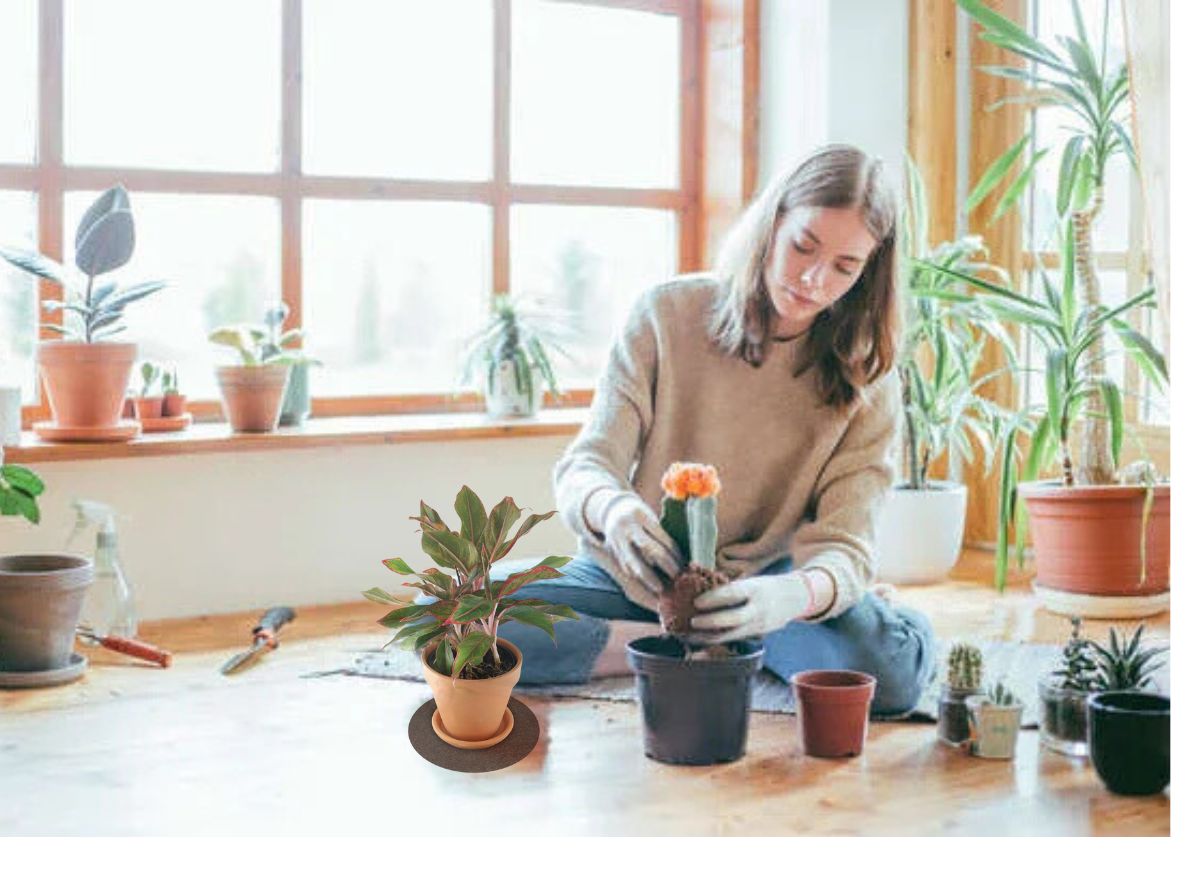 Caulking flower pots to reduce scratches