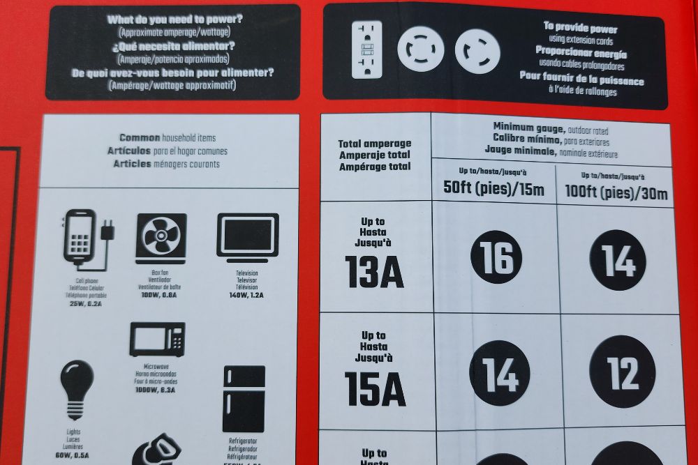 Onboard instructions and usage guidance for the Craftsman 6000-watt generator.