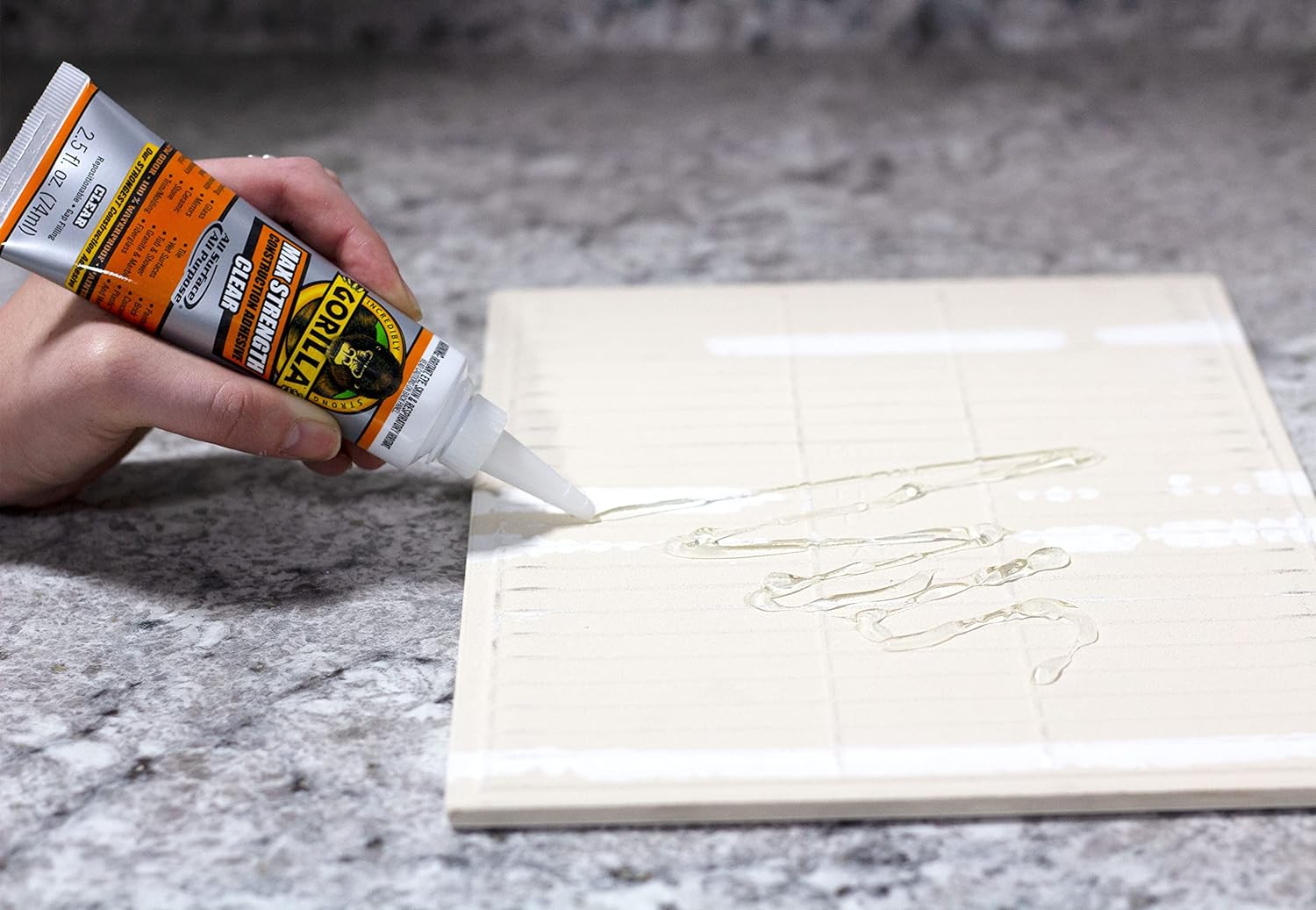 Applying Gorilla Glue to Tile