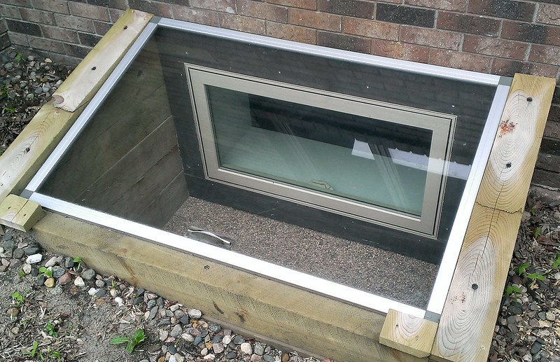 overhead view of window well.