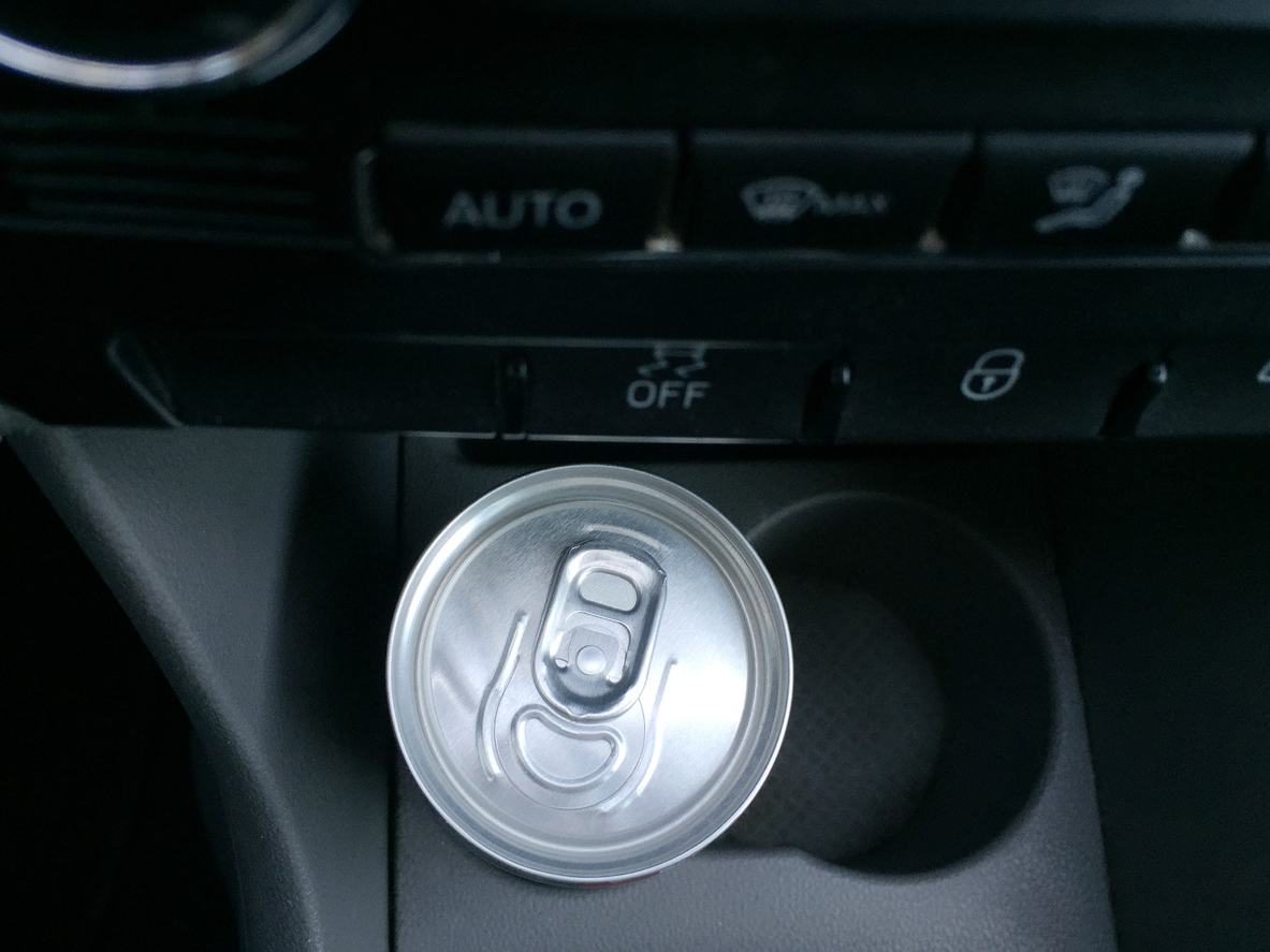 Cold drink in the car interior