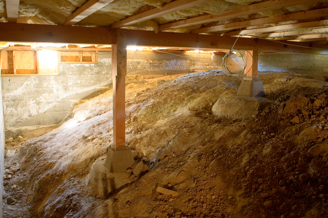 Crawl space under typical american house.