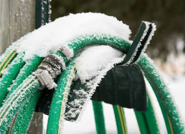 snow covered hose