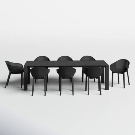  AllModern Black Farrah 8-Person Outdoor Dining Set on a white background