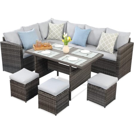  Wisteria Lane 7-Piece Outdoor Dining Table & Ottoman