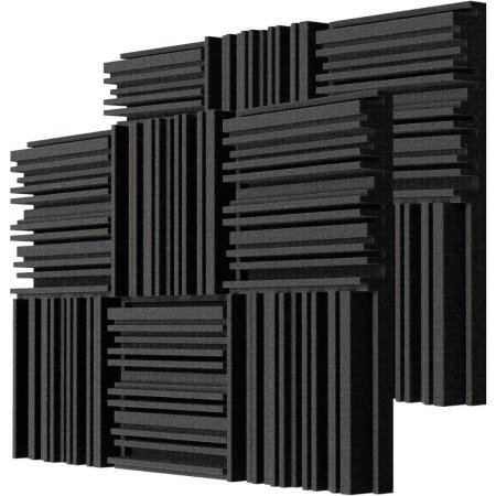  Two black TroyStudio Thick Acoustic Foam Panels on a white background.