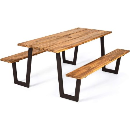  The Giantex Picnic Table Bench Set for 6 or 8 on a white background.