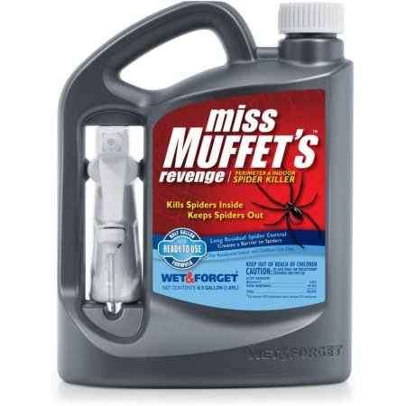  A gray jug of Wet & Forget Miss Muffet's Revenge on a white background.