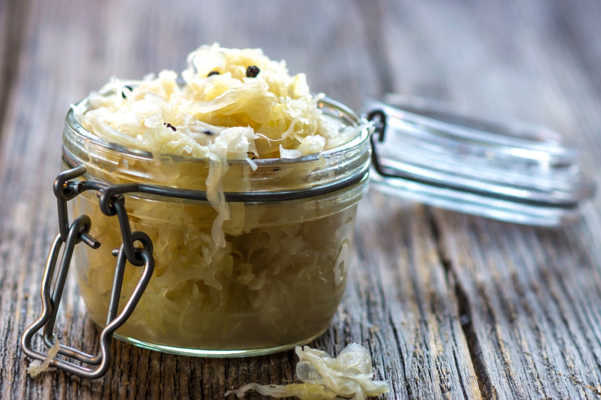 Sauerkraut in jar.