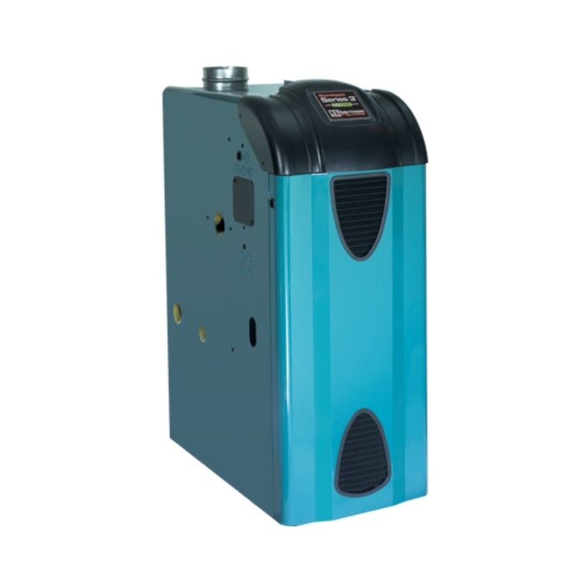 Blue gas fired hot water boiler.