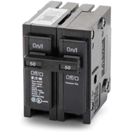  The Eaton 50A 2-Pole Circuit Breaker on a white background.