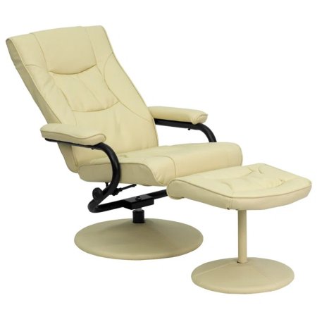  The Charlton Home Casey-Jane Swivel Recliner and footstool on a white background.