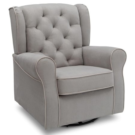  The Delta Children Emerson Glider Swivel Rocker Chair on a white background.