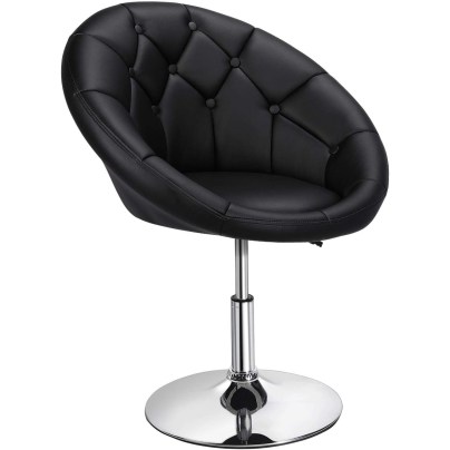 The Yaheetech Adjustable Tufted Barrel Swivel Chair on a white background.