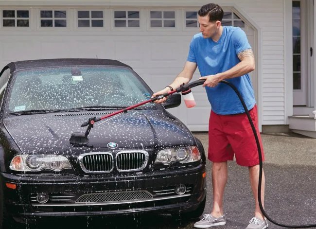 Hyde PivotPro Water Wand Washing a Car