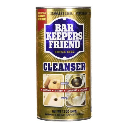  A can of Bar Keepers Friend Powdered Cleanser on a white background.