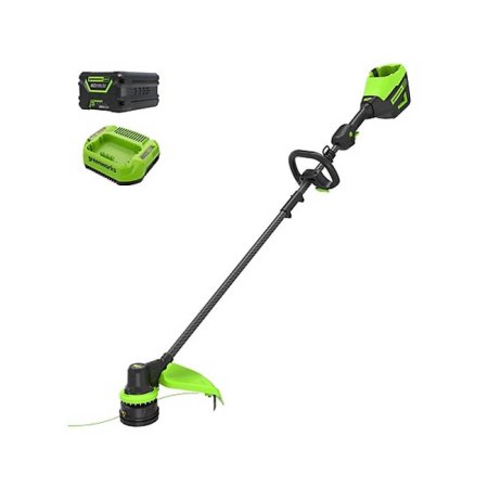  The Greenworks 60V 17-Inch Brushless Battery Trimmer on a white background.