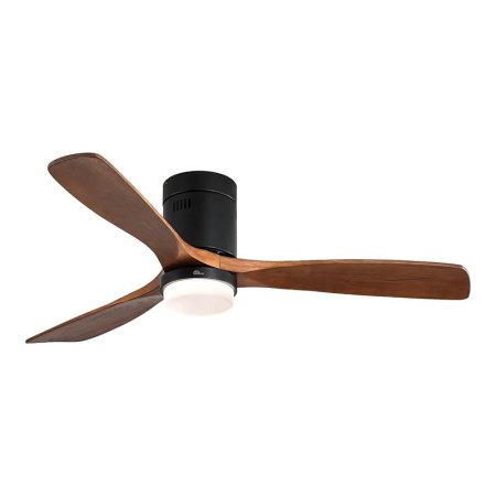  The Sofucor 52" Flush Mount Steel Wood Ceiling Fan on a white background.