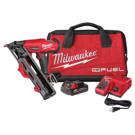  The Milwaukee M18 Fuel 15 GA Finish Nailer Kit on a white background.